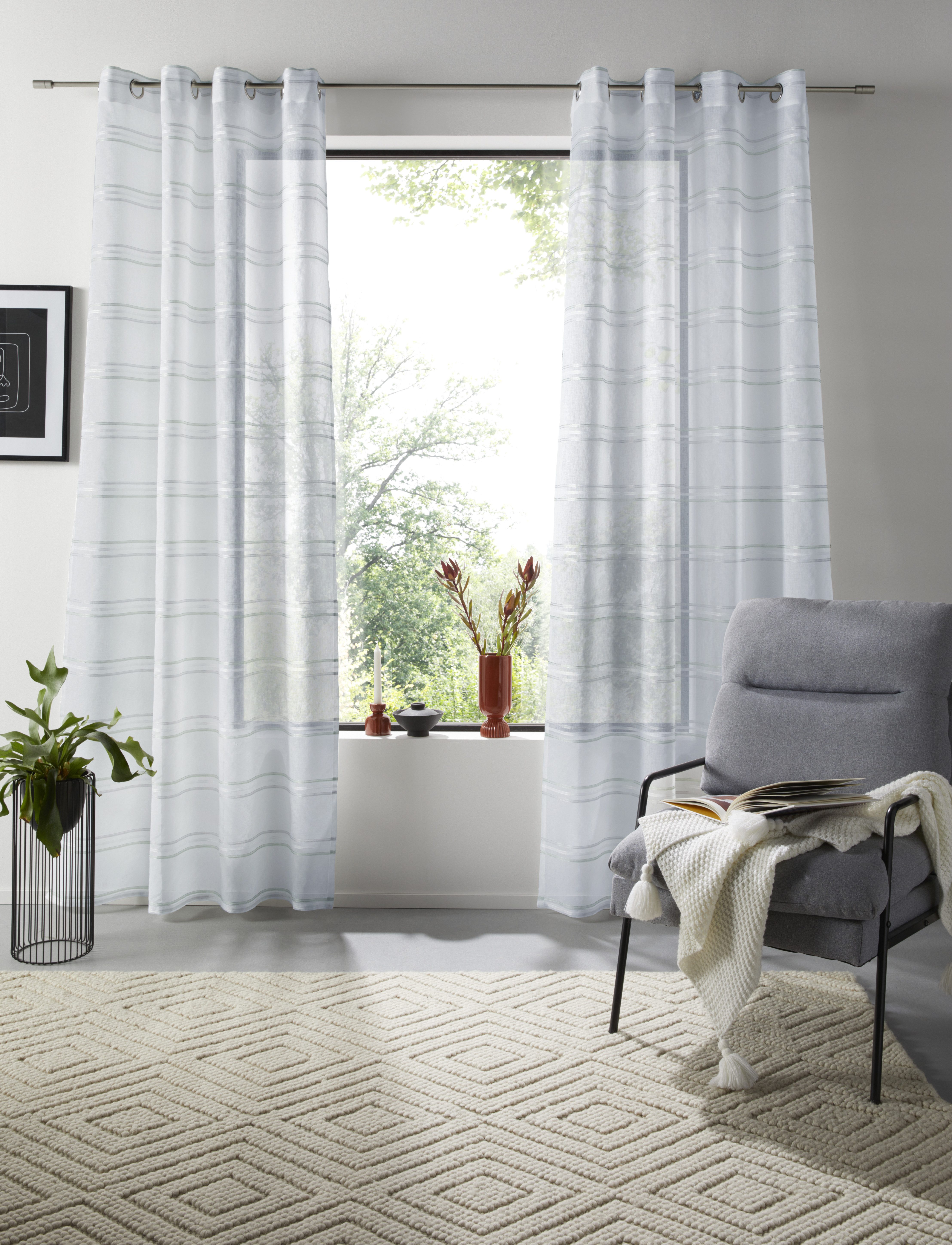 OTTO home Gardine Sirii (1 St), Ösen, halbtransparent, Polyester, Halbtransparent, angenehme Haptik, mit Streifen, modern