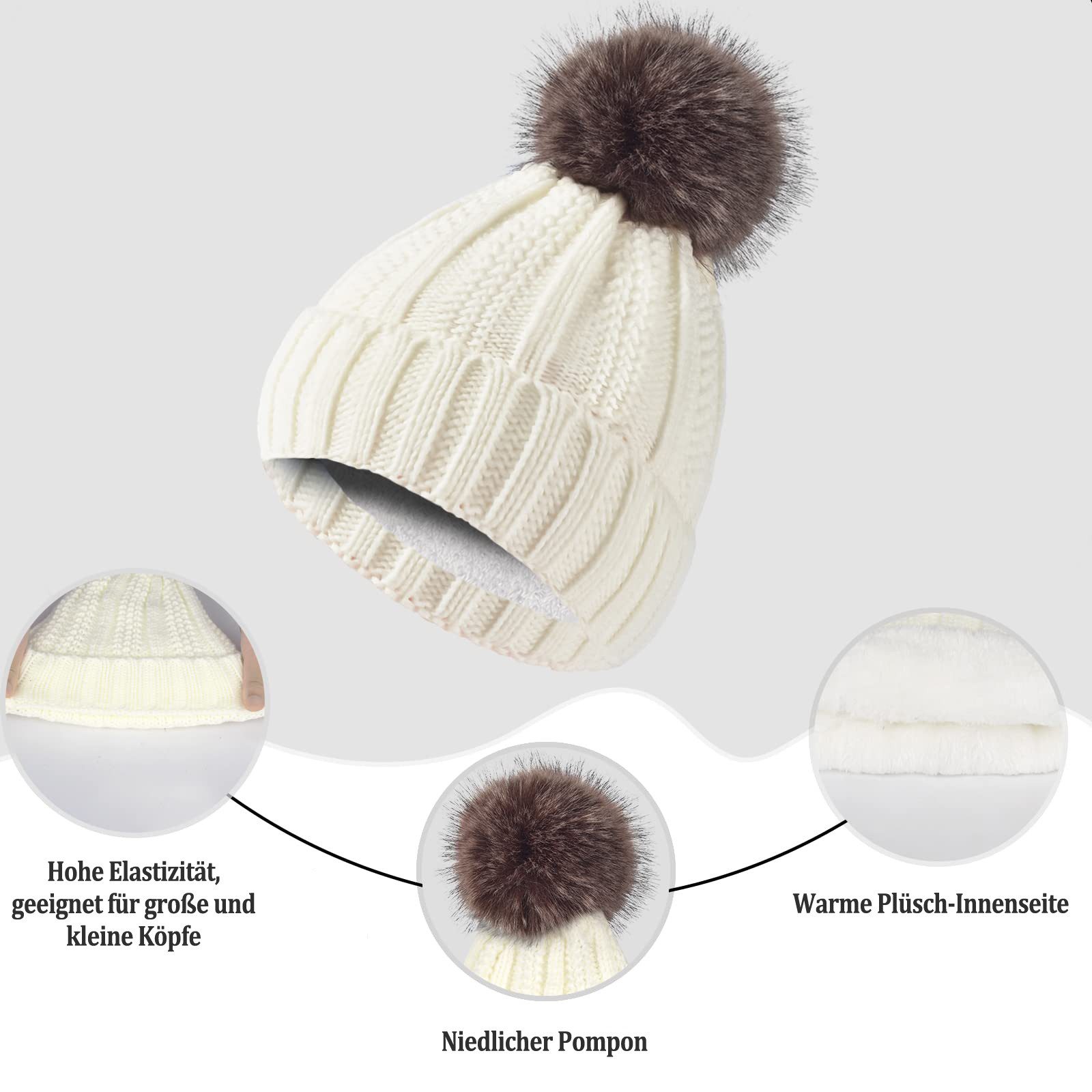 Coonoor Mütze & Schal Winter Mützen, Handschuhe und Schal Set, Winter Fleec günstig online kaufen