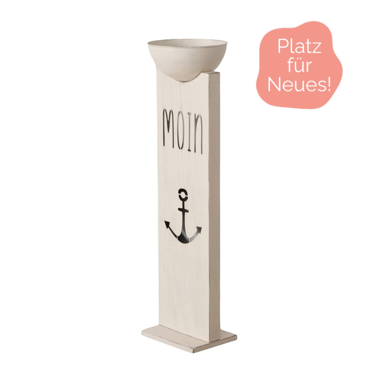 BOLTZE Dekosäule Dekosäule mit Pflanzschale aus Metall " Moin " weiß 118 cm von Boltze