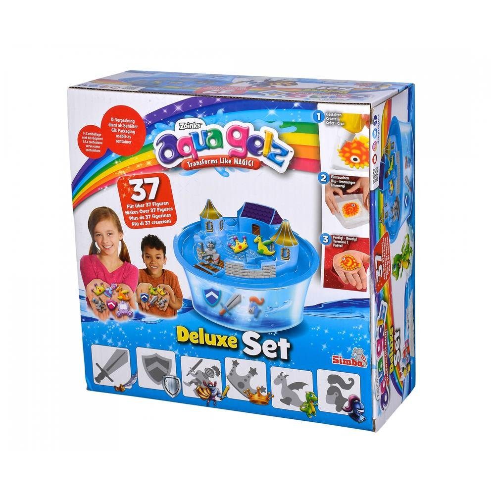 SIMBA Kreativset Aqua Gelz Softfiguren, Ritterburg, Kinder - 3D Deluxe für Set Jahren Farbgel 8 ab