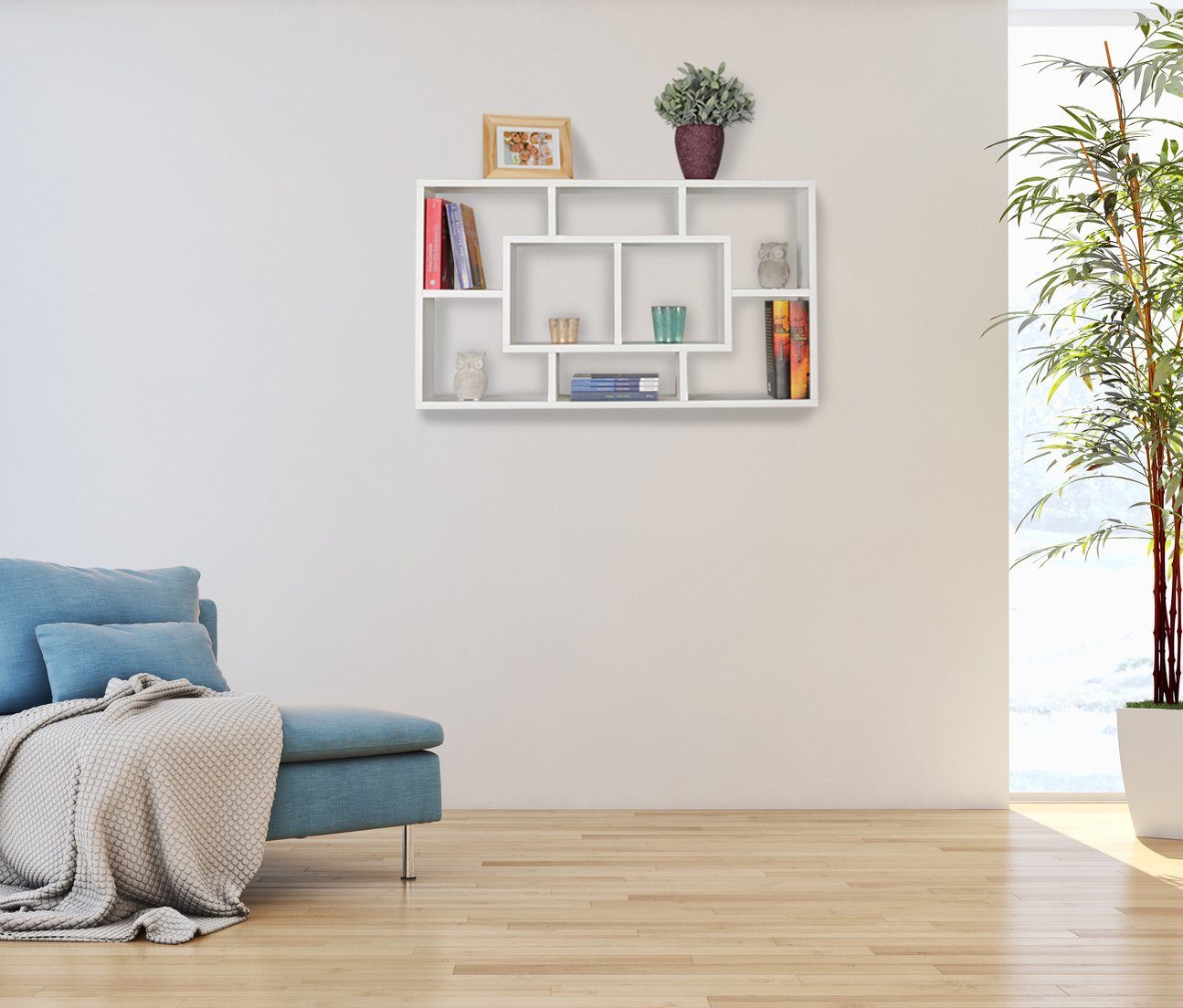 Wandregal MDF-Holz, Wand Bücherregal Wohnling Dekoregal WL5.167, Freischwebend cm Wandboard Modern, Hängeregal 85x47,5x16 Weiß