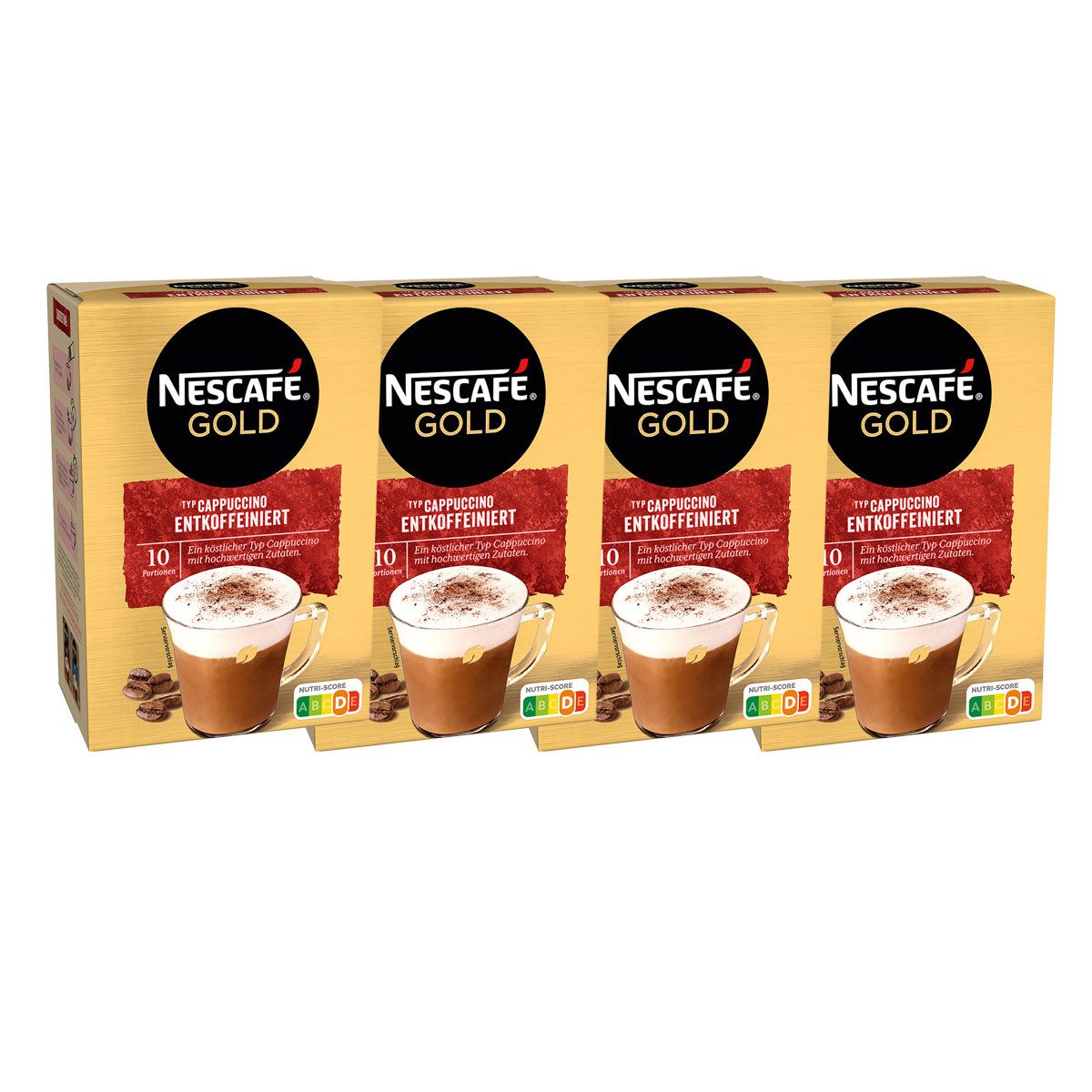 NESCAFE Kaffee, Nescafe Cappuccino Entkoffeiniert Löslicher Kaffee 10 x 12.5g 4er Pack
