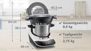 BOSCH Küchenmaschine mit Kochfunktion, Cookit >> MCC9555DWC<<, 1750,00 W, 3,00 l Schüssel, XL-Topf mit Smart Sensor Technology, Touch-Display, Home Connect App