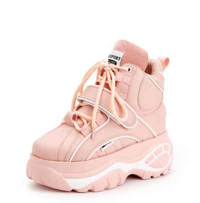 UE Stock Damen Schnürschuhe Hochplateau Runde Zehenpartie Gr. 38 Pink Keilsneaker