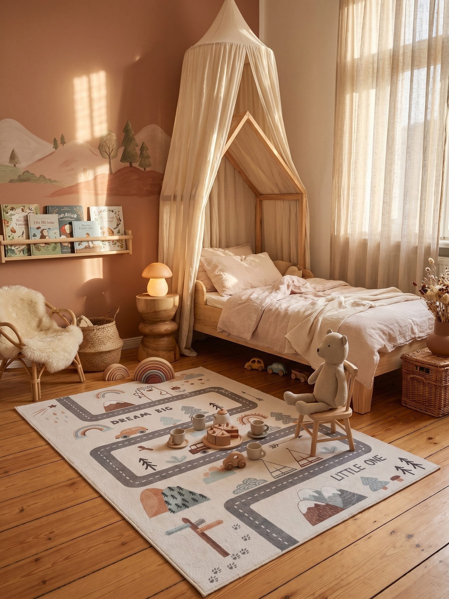KADIMA DESIGN Kinderteppich TINO Kinderteppich Waschbar Kinderzimmer Schadstoffgeprüft, Läufer, Höhe: 10 mm, Creme, 80x150 cm, Kinderteppich Waschbar Spielteppi – Bild 3 von 5