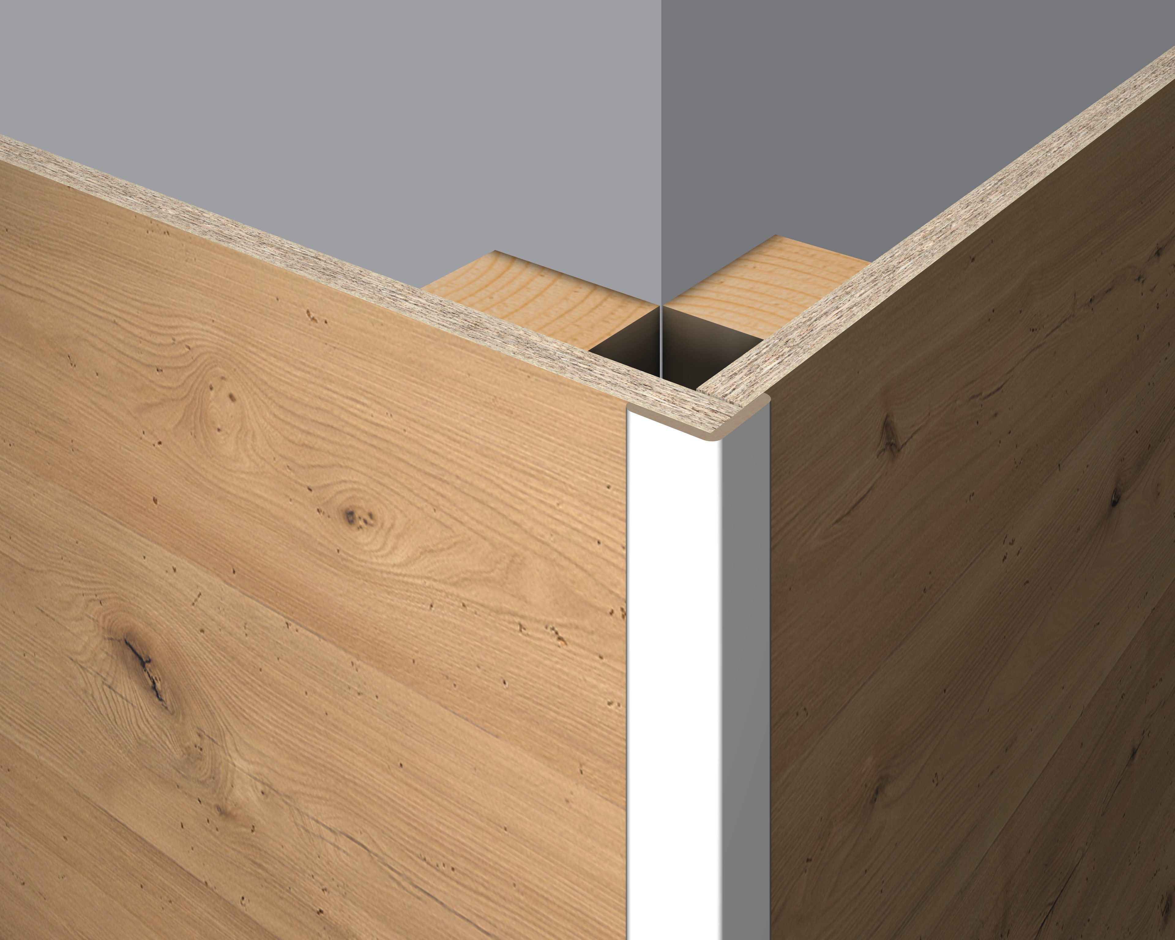 EGGER Abschlussleiste Faltleiste Decowall FL201 weiß, Kleben, Nageln, 1-St., 2400 x 22 x 22mm