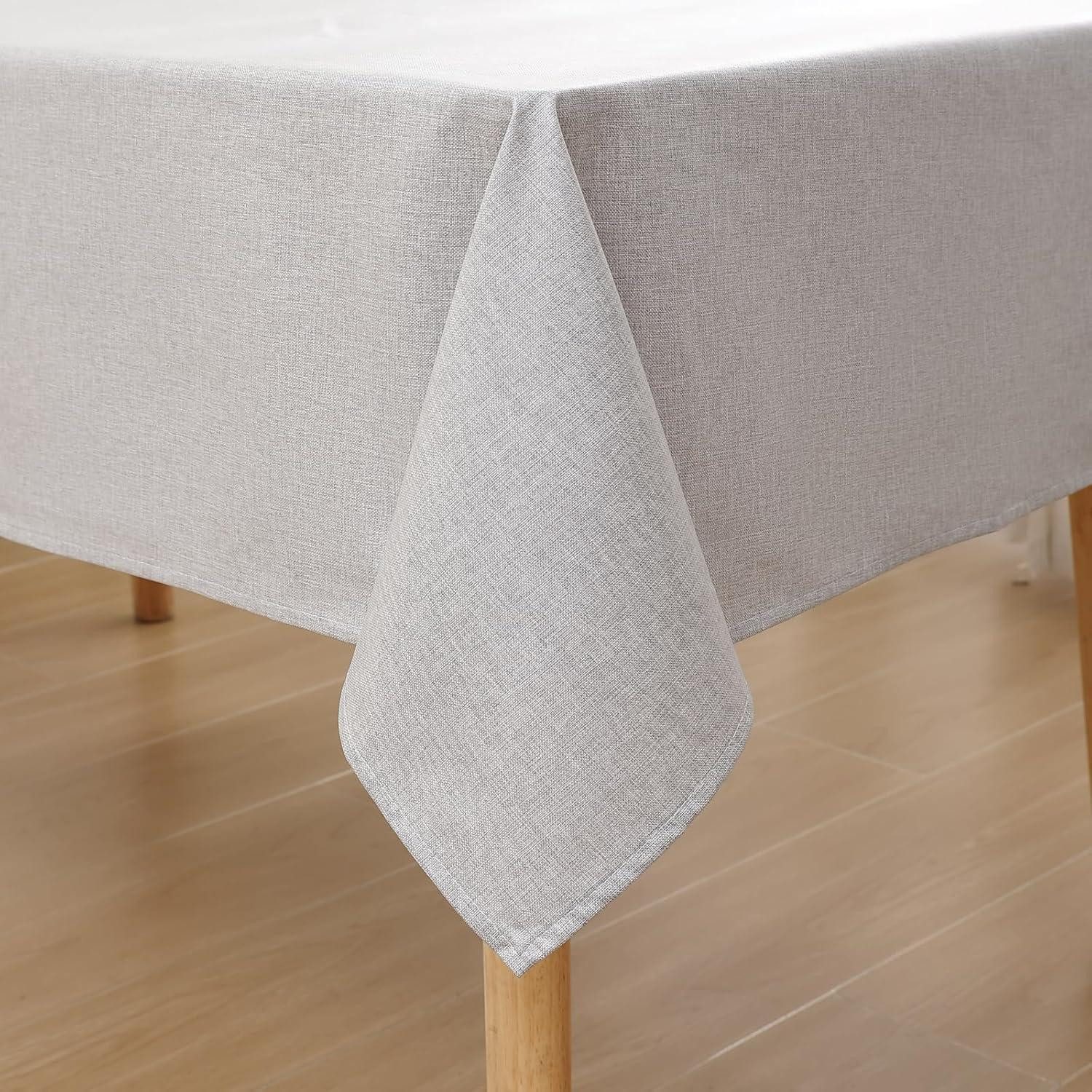 LuxusKollektion Tischdecke Tischdecke Abwaschbar Lotuseffekt 160 x 130 cm (Rechteckig) Hellgrau