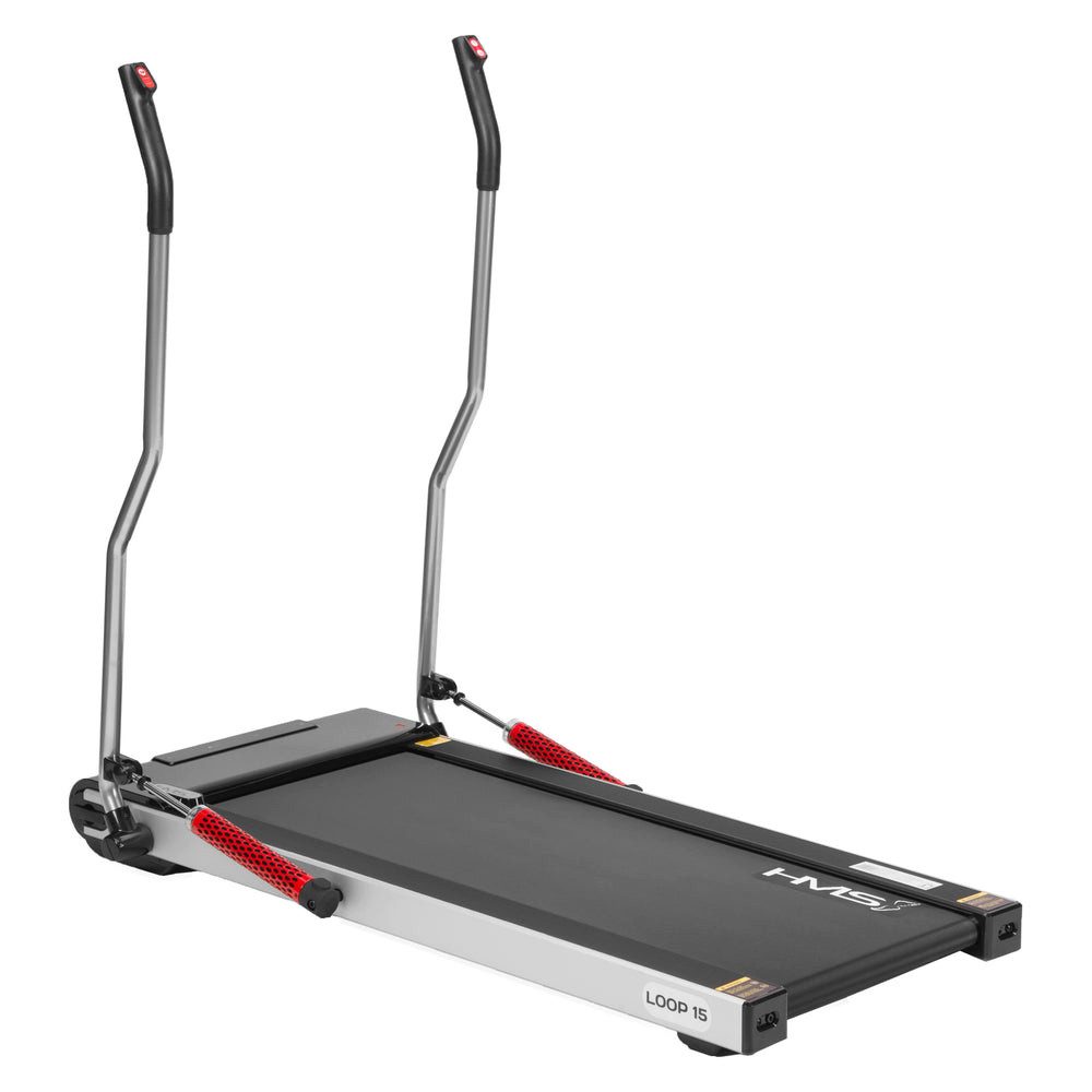 HMS Laufband Gehtrainer Walkingband Heimtrainer (Spar-Set, 1-tlg., 147x77x130 cm klappbar), Nordic-Walking-Stöcke, klappbar, Transportrollen