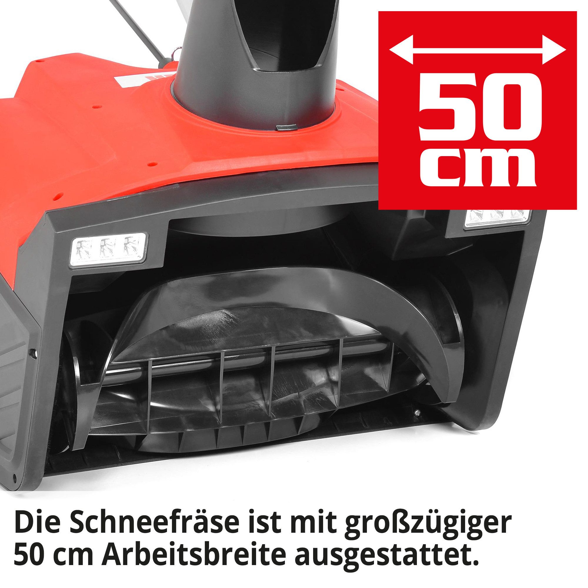 Hecht Elektro-Schneefräse 9235 2300 W einstufig, LED-Beleuchtung, 9 m Wurfweite, 50 cm Arbeitsbreite, Schneeschleuder für Einfahrt, Gehweg & Hof, IP X4