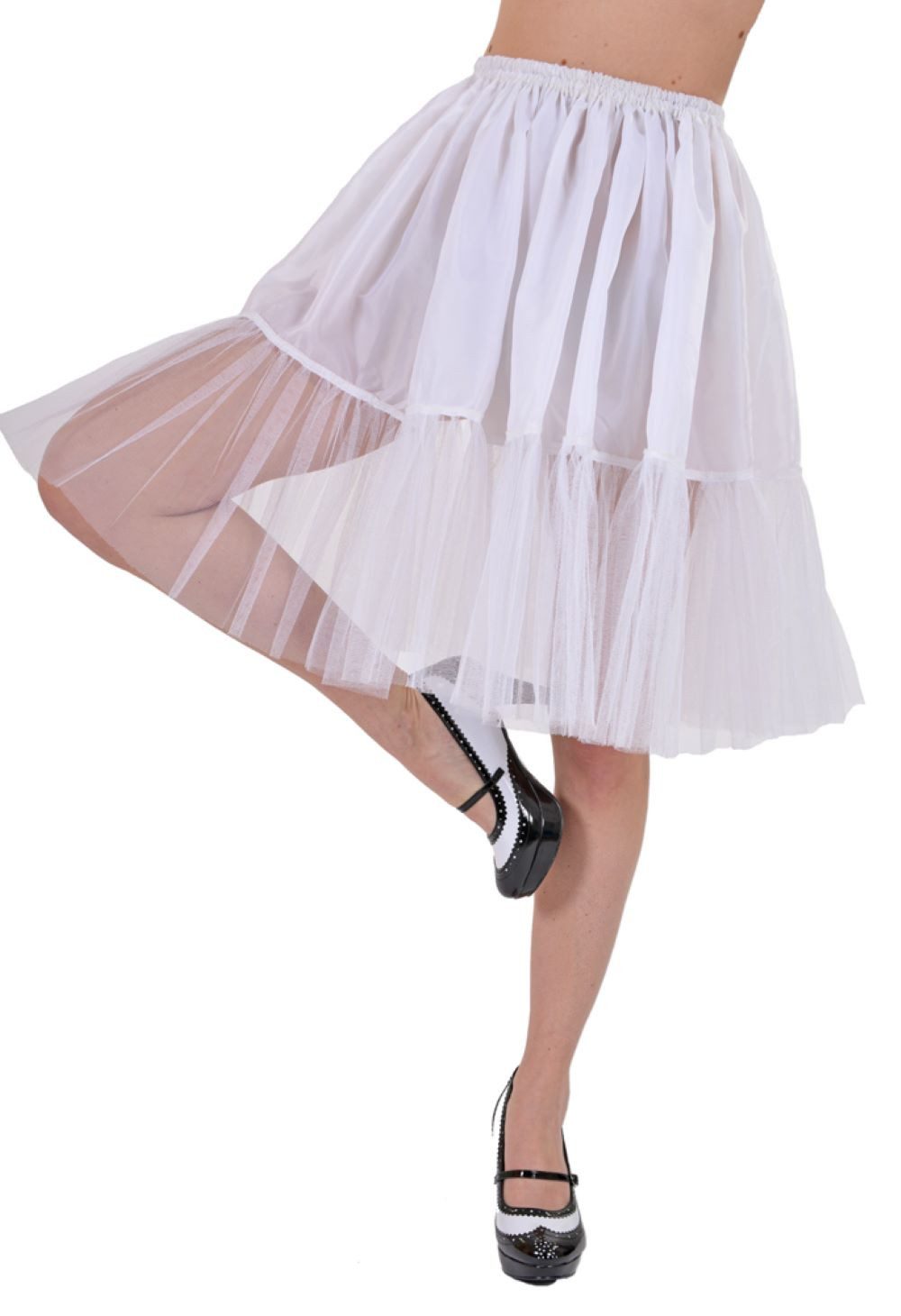 Das Kostümland Kostüm Petticoat Damen Tüllrock - Länge 60 cm, Weiß
