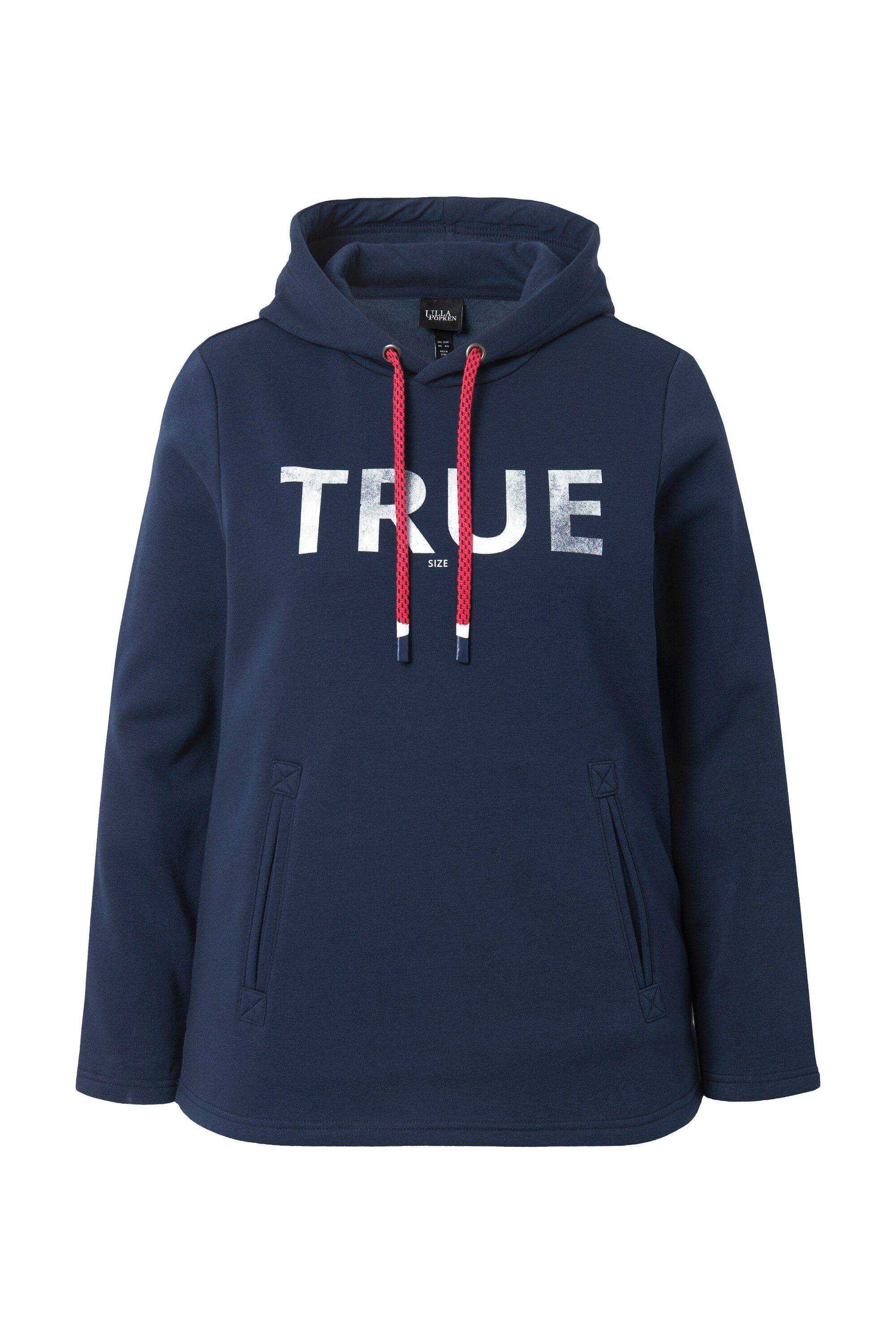 Ulla Popken Sweatshirt Hoodie True Kapuze Kordel Taschen Langarm günstig online kaufen
