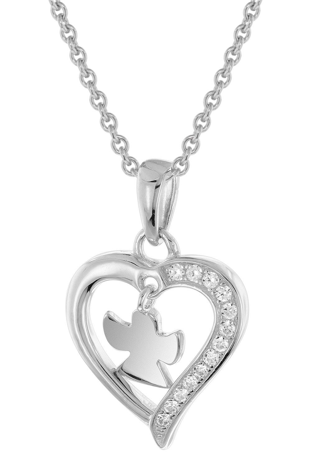 Kette mit Anhänger Herz Mit 925 Silber Rhodiniert