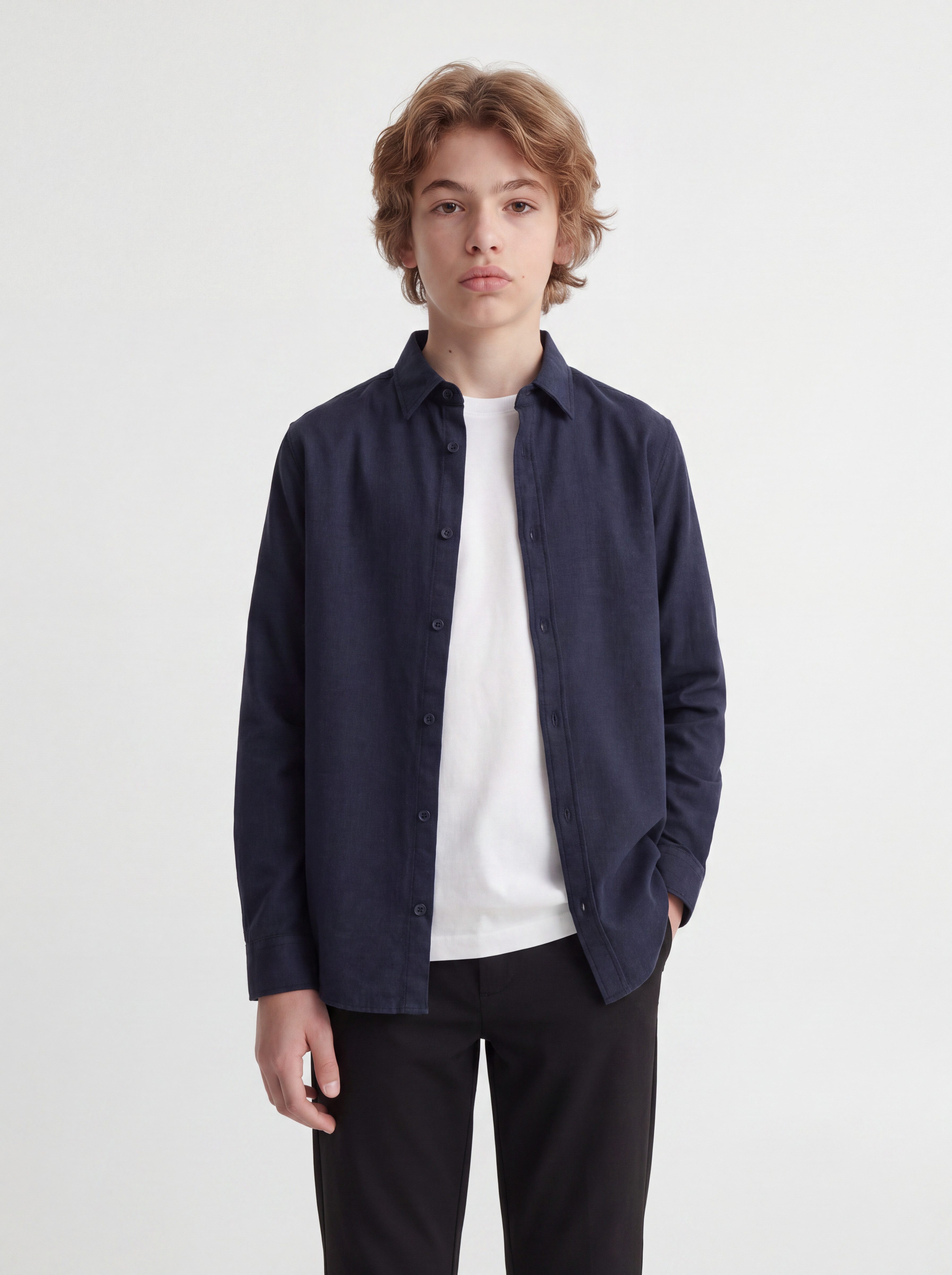 Jack & Jones Junior Langarmhemd JJEFIELD MELANGE SHIRT LS JNR Baumwolle, regular fit – Bild 2 von 5