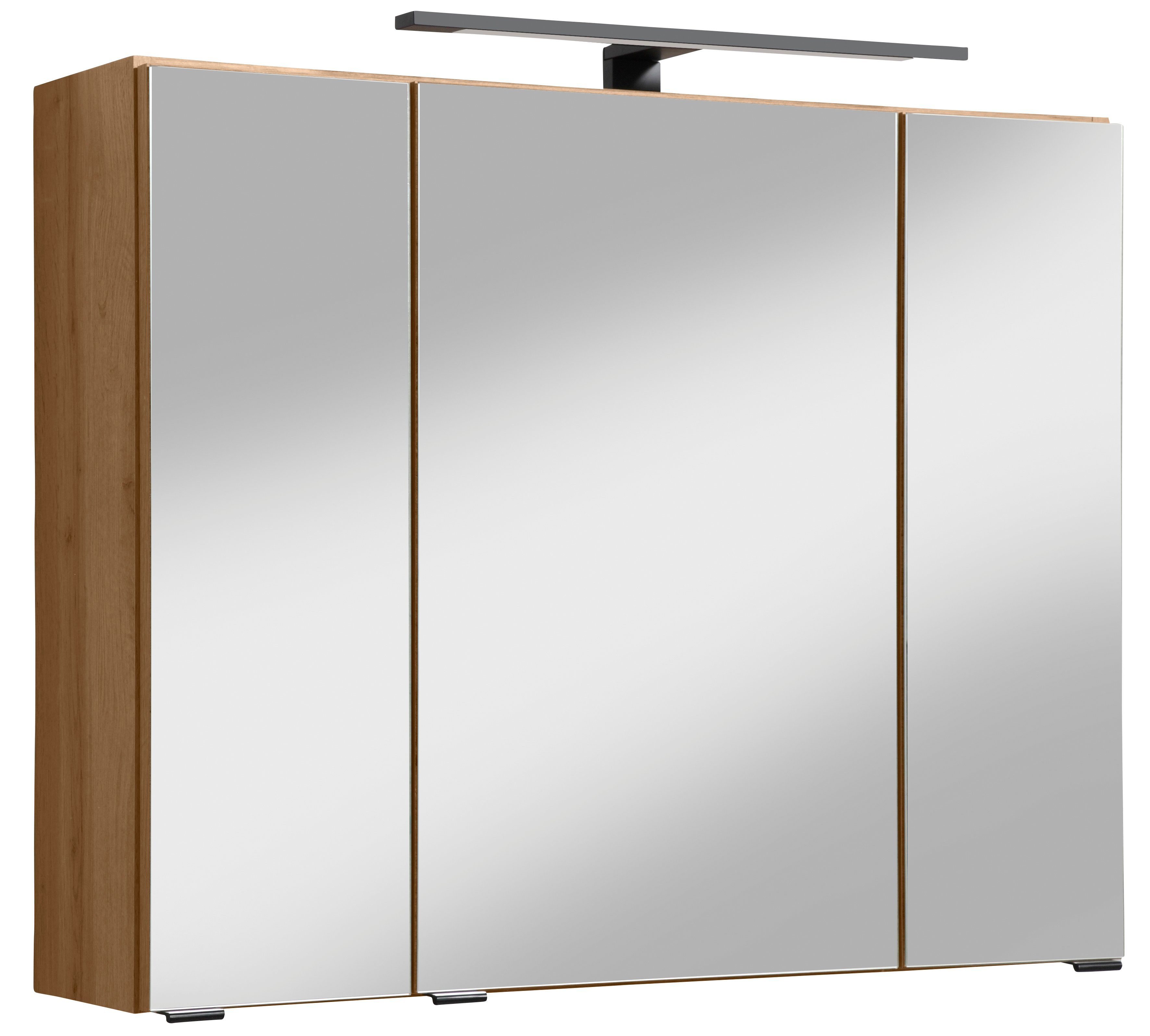 welltime Spiegelschrank Trento, verschiedene Ausführungen und Farben Breite 80 cm, mit 3D-Effekt, Spiegeltüren, Inklusive LED-Beleuchtung