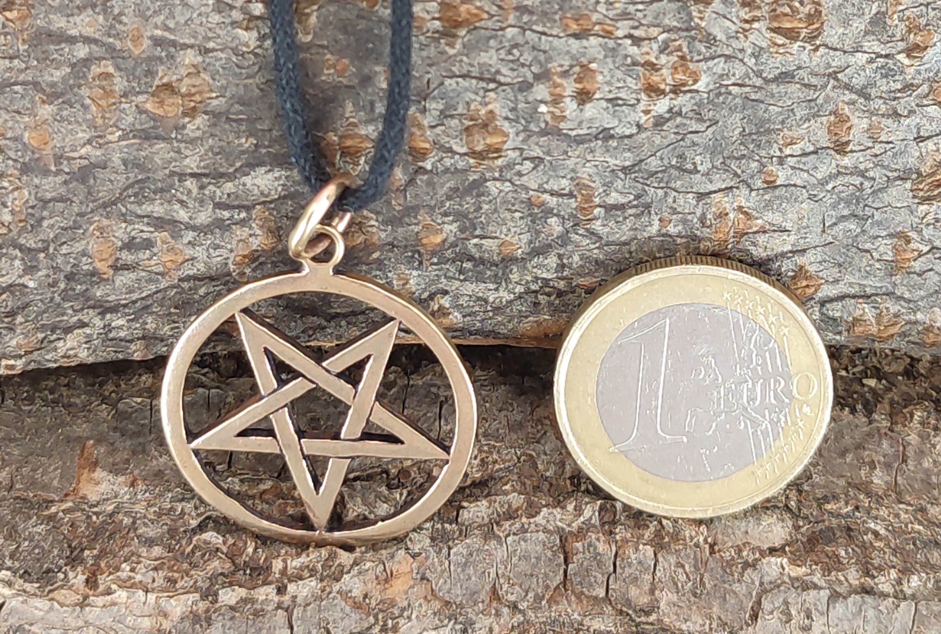 Anhänger Kettenanhänger Kiss Teufel Drudenfuß Leather Pentagramm of Satan schwarze Bronze Magie Pentacle