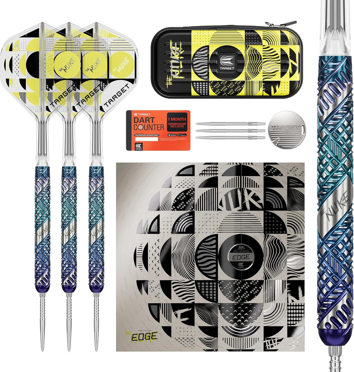 TARGET DARTS Dartpfeil Luke Littler Edge Steel Tip Swiss Point Dart Set, 24G 95% Wolfram
