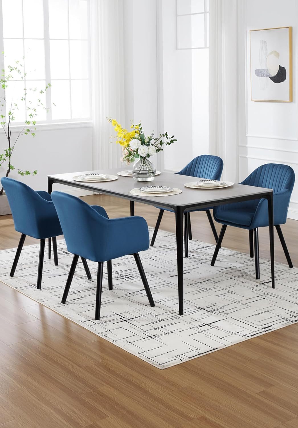 Woltu Polsterstuhl (1 St), Design Stuhl mit Armlehne Samt Massivholz Beine