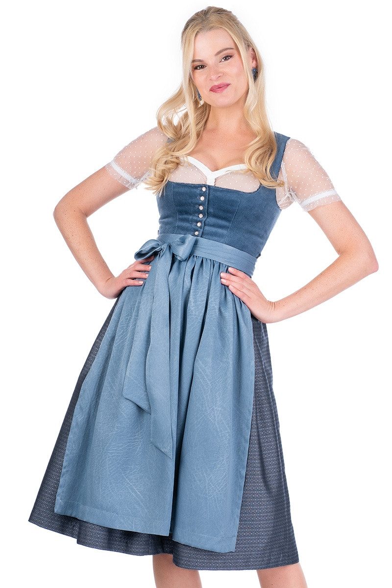 MarJo Dirndl Samt Dirndl 2tlg. - PETERSDORF II - taubenblau günstig online kaufen