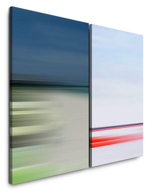 Sinus Art Leinwandbild 2 Bilder je 60x90cm Pastelltöne Horizont Hell Harmonisch Beruhigend Minimal Ferne
