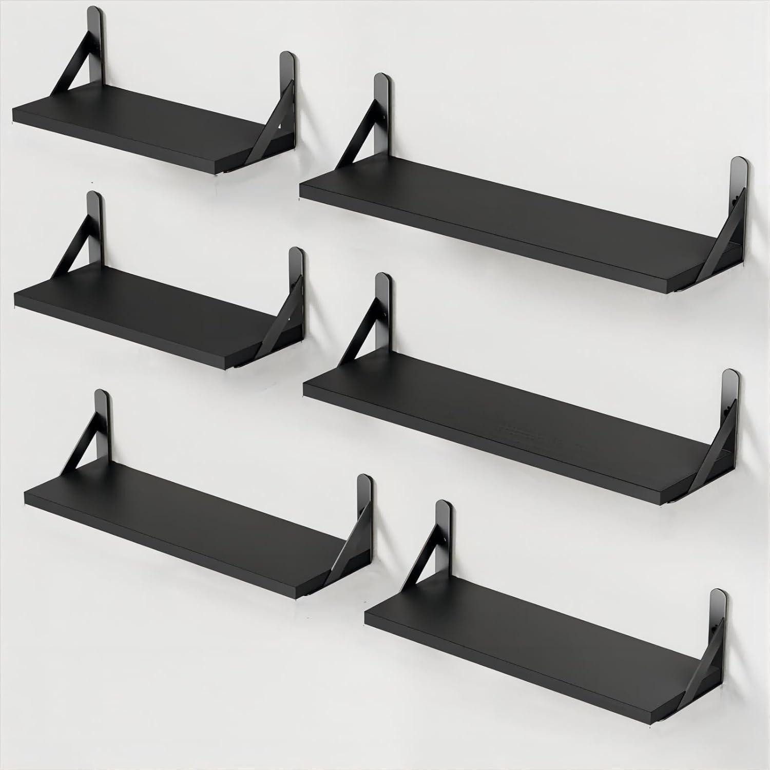 LuxusKollektion Wandregal Wandregal 6 Holz Metall Metalldraht Aufbewahrung 40lbs Schwarz