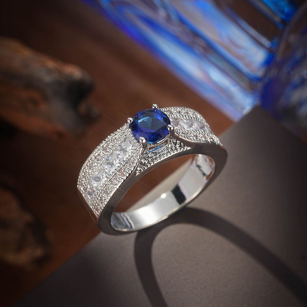 SRRINM Fingerring Blauer Diamanten ZirkoniaRing mit geschliffenen (1-tlg)