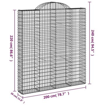 vidaXL Blumentopf Gabione mit Hochbogen 200x30x220/240 cm Verzinktes Eisen (1 St)