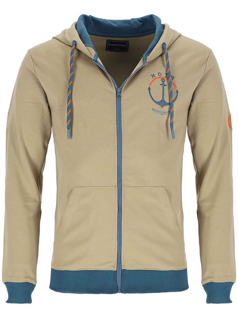 Kapuzensweatjacke 62566 Herren Sweatjacke mit Stickerei Anker im Kreis-Design und "MOIN"