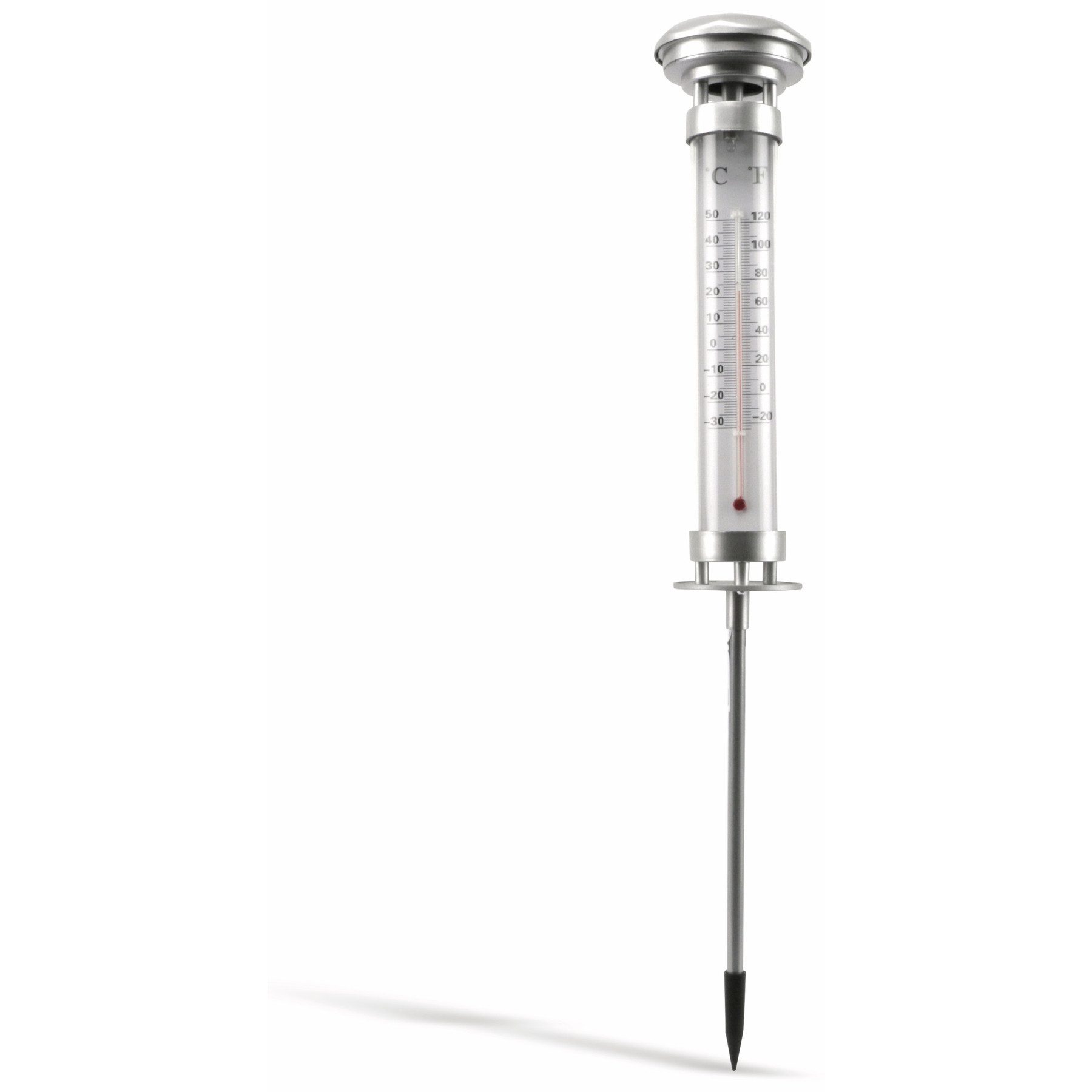 Grundig Gartenthermometer GRUNDIG Gartenthermometer mit Solarlampe, silber