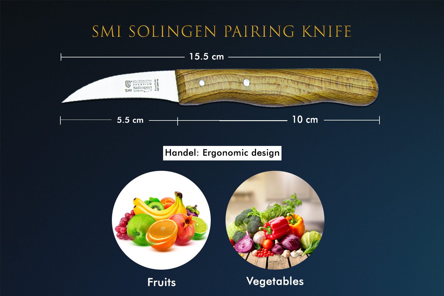 SMI Schälmesser Obstmesser gebogen Solingen Schälmesser rostfrei Gemüsemesser