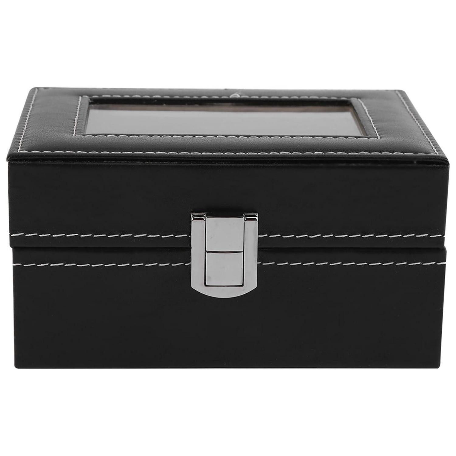 LuxusKollektion Uhrenbox Uhrenbox 3 Fach Lederoptik Schwarz (1 St)