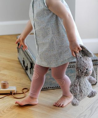 GoBabyGo Leggings Baby Krabbel Leggings mit Knieschutz mit ABS Gumminoppen an den Knien - Kleinkinder Leggins für Mädchen (Rosa)
