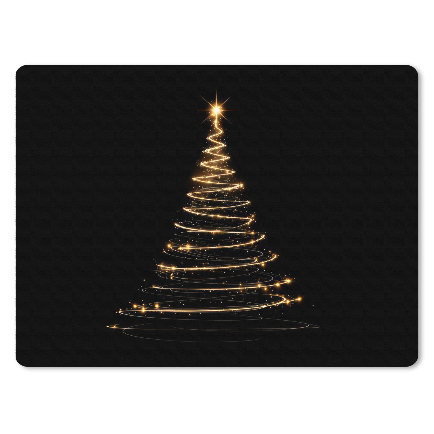 MuchoWow Mauspad Magie - Weihnachtsbaum - Lichtspiralen - Schwarz (1-St), Gaming, Büro, Mousepad XXL, Großes, Mausunterlage, 80x60 cm