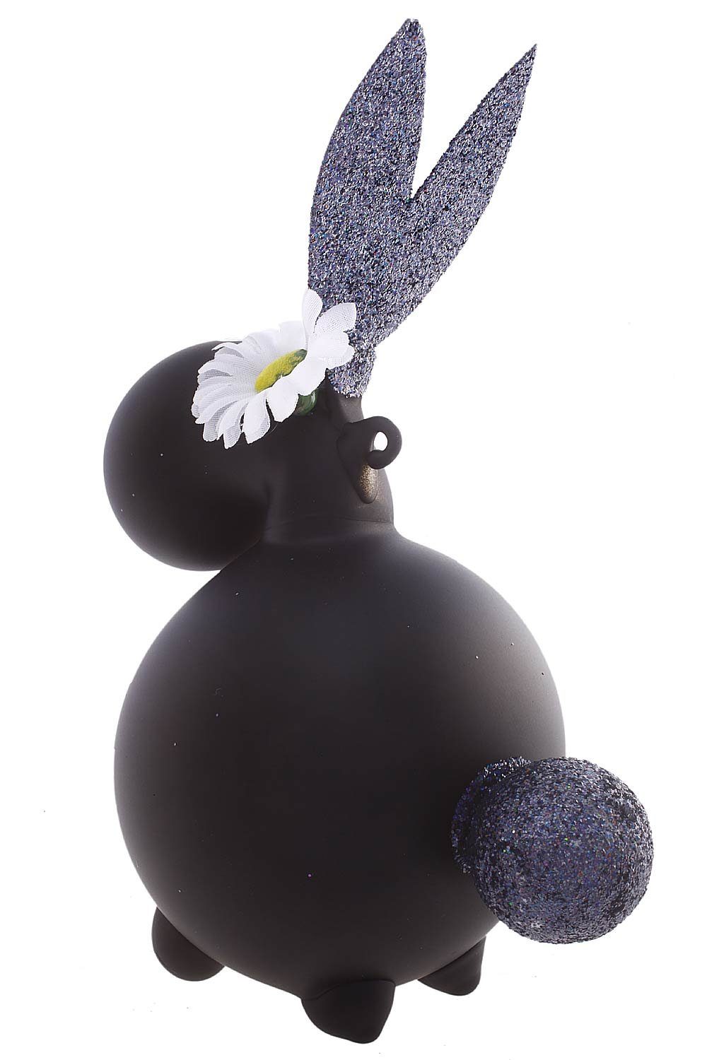 Hamburger Weihnachtskontor Osterhase Hase schwarz matt (1-tlg), mundgeblasen - handdekoriert