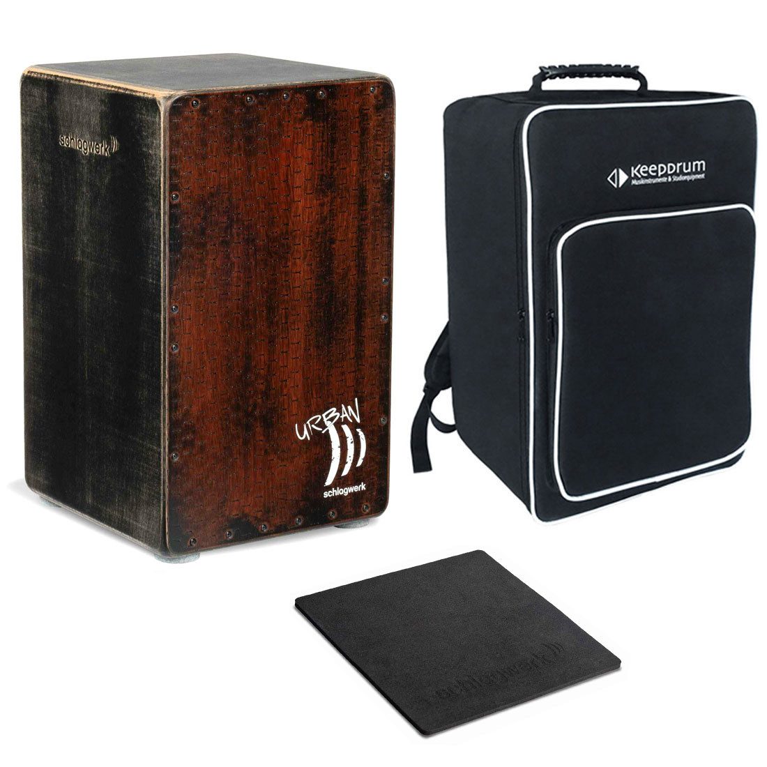Schlagwerk Cajon Schlagwerk CP5210 Urban OS Cajon Old Red mit Tasche