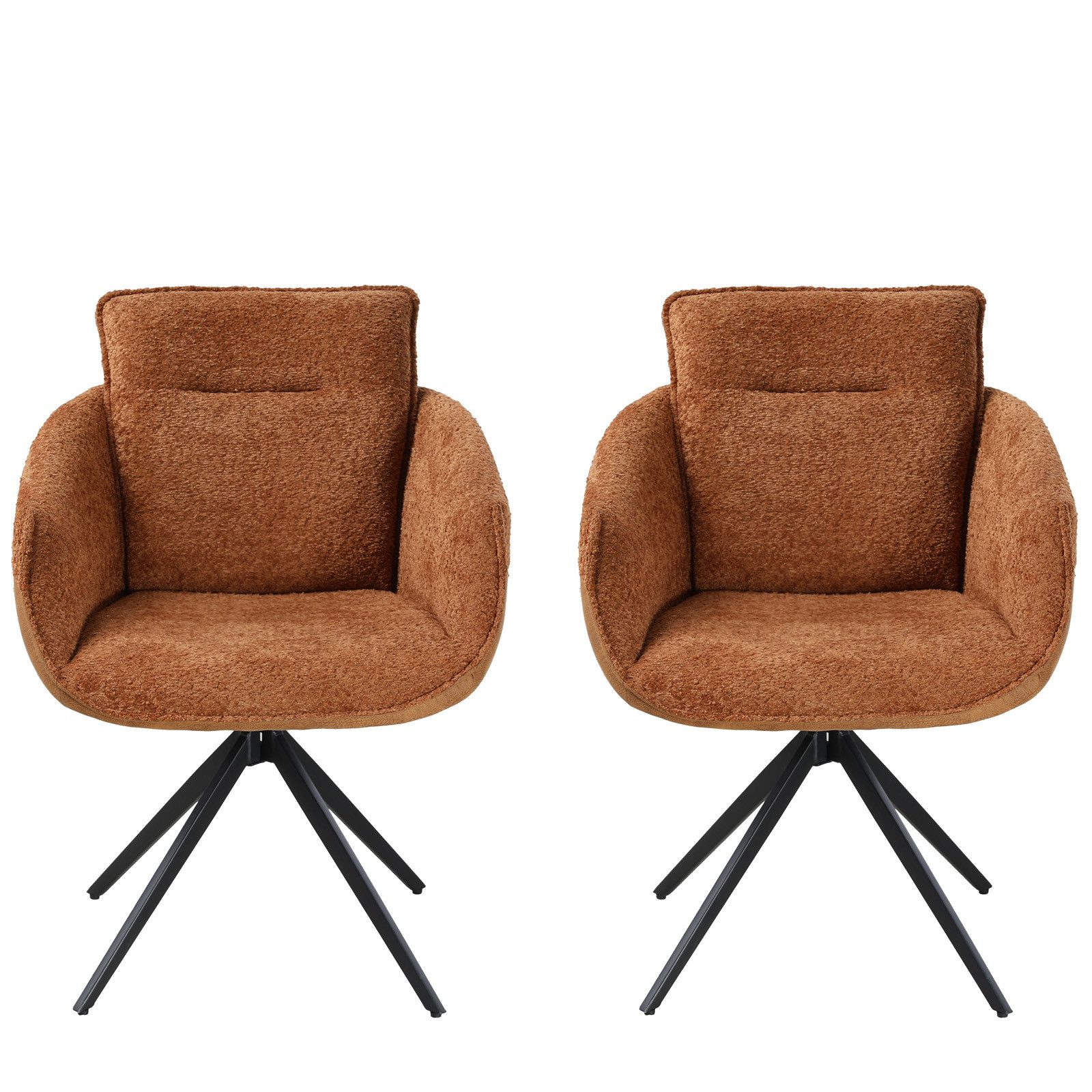 Jiexi Esszimmersessel 2 Dickes Teddy-Fleece Sessel, Brauner Plüschbezug