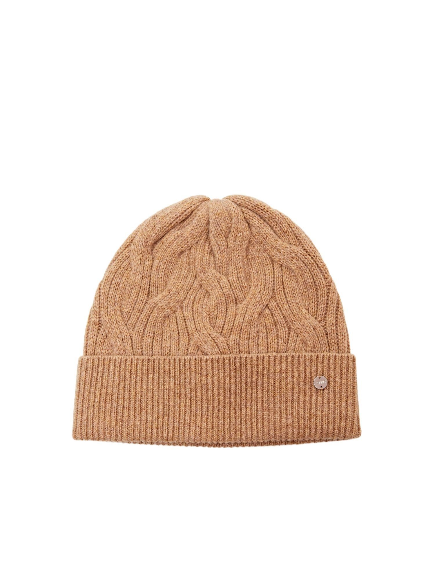 Esprit Strickmütze Zopfstrick-Beanie aus Wolle und Kaschmir