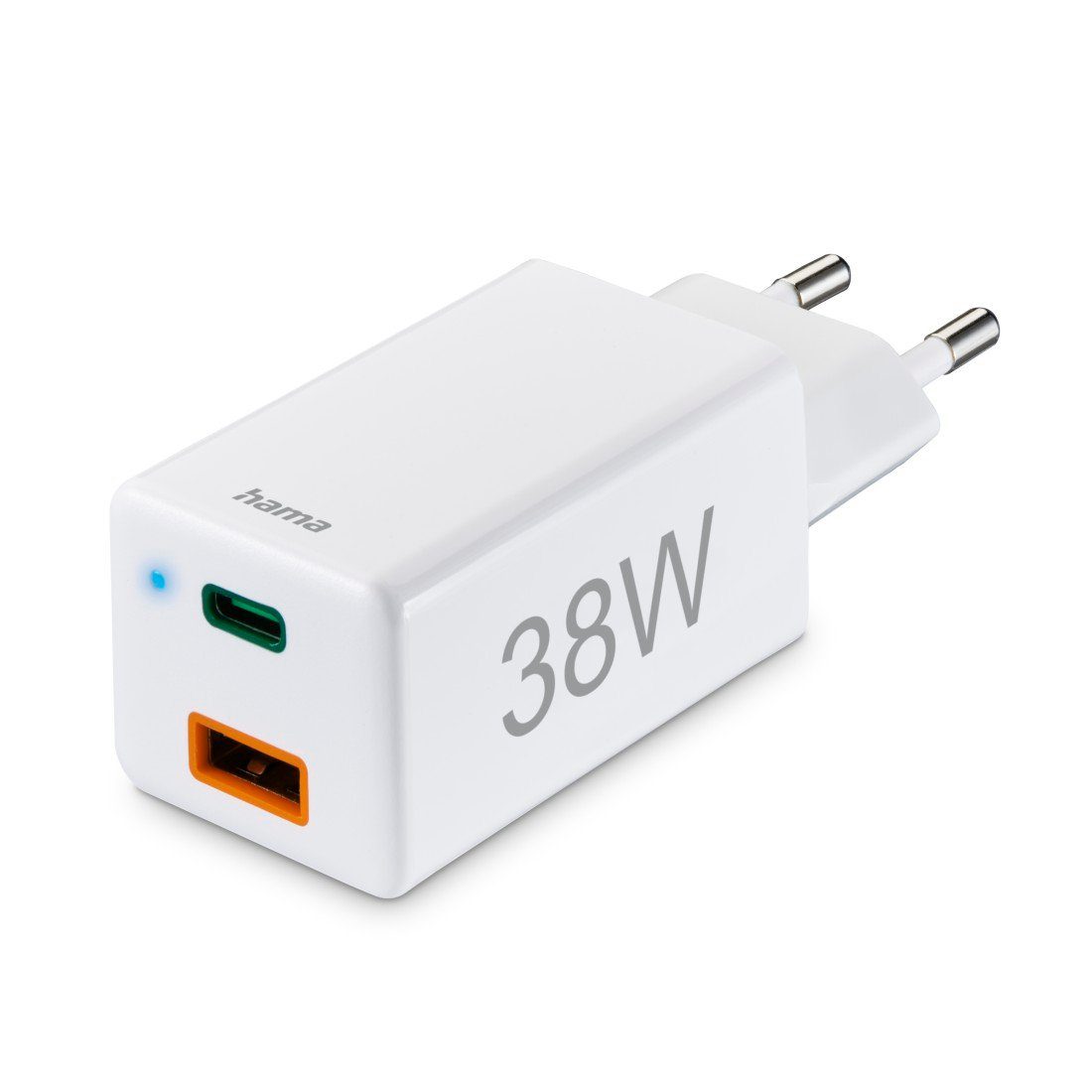 Hama Dual USB-Netzteil 38W, QC 3.0 + USB-C PD, Fast Charge Schnellladegerät USB-Ladegerät