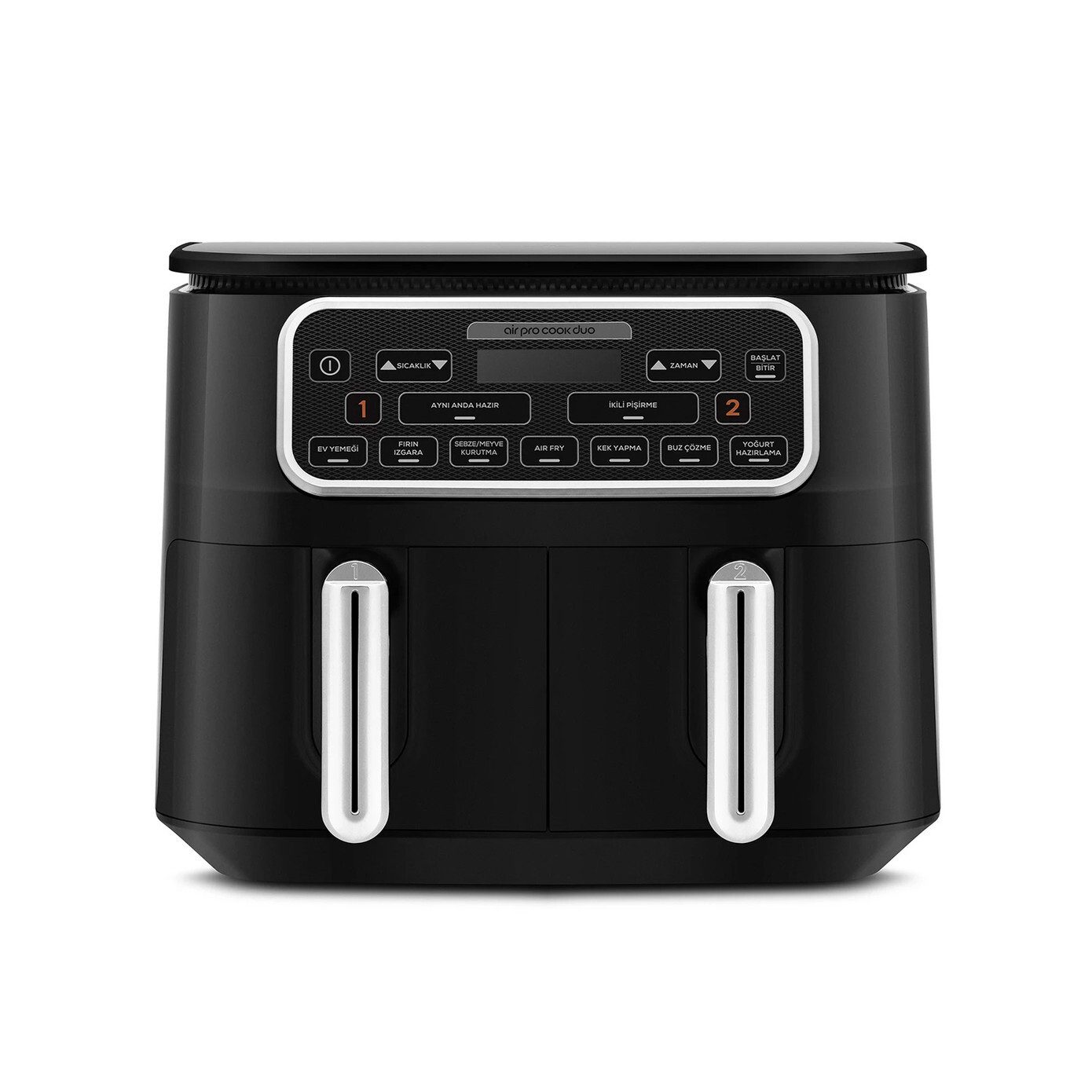 Karaca Heißluftfritteuse Air Cook Duo Hausmannskost XXXL 8 Liter Heißluftfritteusen Airfryer Schwarz