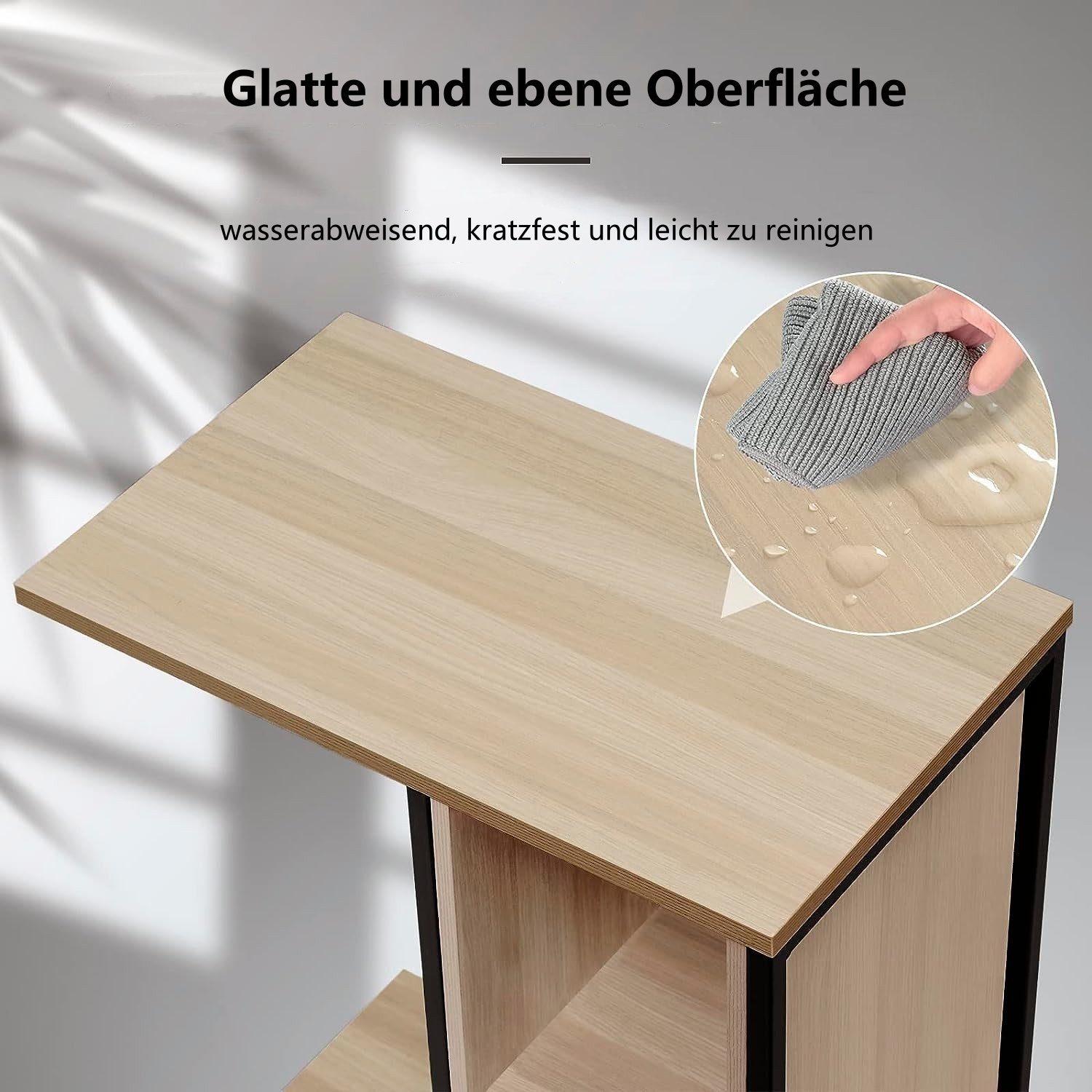EUGAD Helle-Eiche | in Beistelltisch mit (1-St), Holz Tischplatte, C-Form Helle-Eiche aus