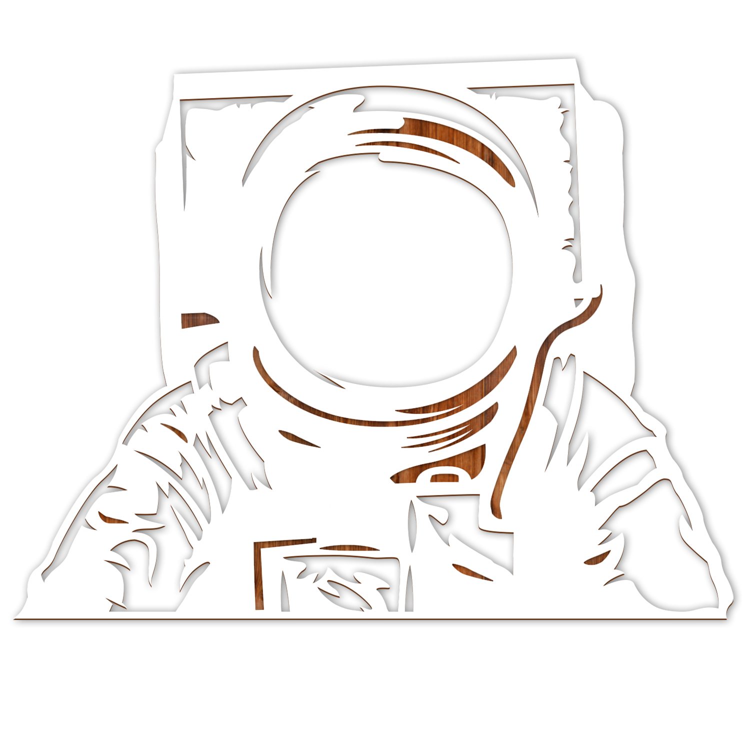 Namofactur Dekospiegel Holz Motiv Spiegel für Astronauten & Raumfahrer, Lampe für Kinder, Wandspiegel mit Holzrahmen 'Astronaut' inkl. LED Beleuchtung Licht