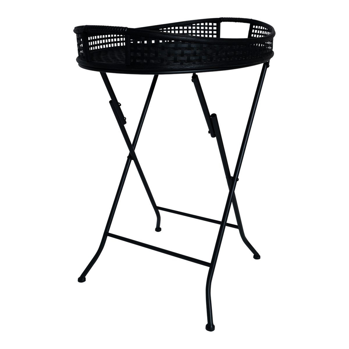 Lesli Living Tabletttisch Tabletttisch Beistelltisch schwarz Bambus 69,5 cm