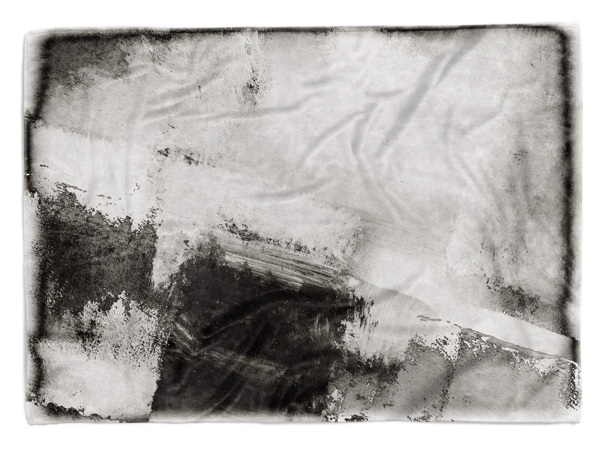 Sinus Art Handtücher Handtuch Strandhandtuch Saunatuch Kuscheldecke mit Fotomotiv Schwarz Weiß Abstrakt Auffal, Baumwolle-Polyester-Mix (1-St), Handtuch