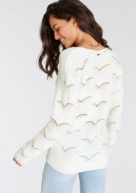 Laura Scott V-Ausschnitt-Pullover mit modischem Strickmuster