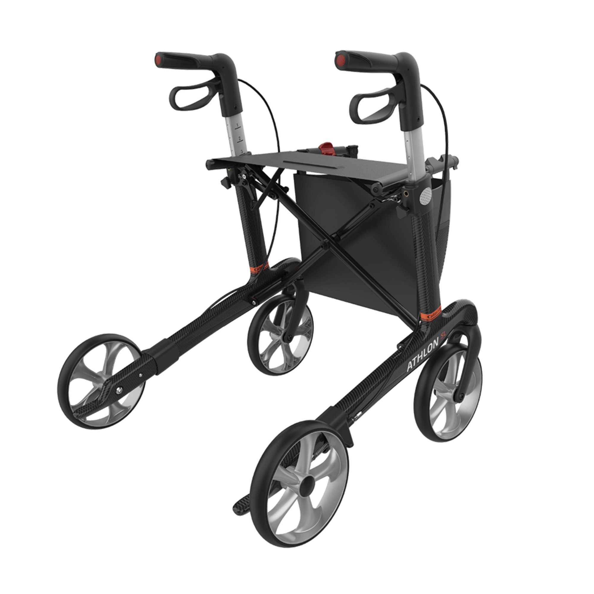 Rehasense Rollator Rehasense Athlon SL Carbon Rollator, Größe M, Carbonschwarz, TPE Räder, 8 Jahre Herstellergarantie