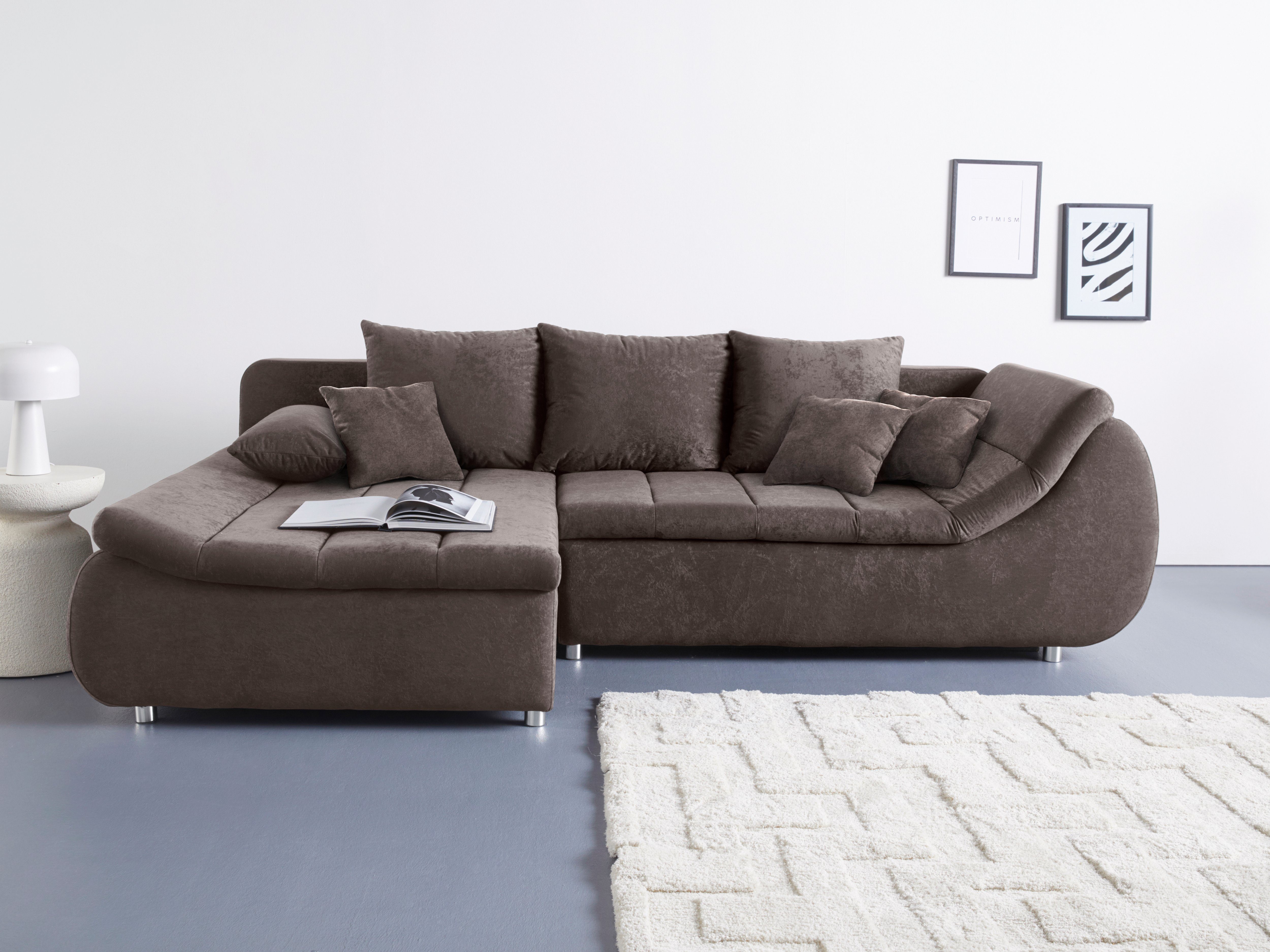 Home affaire Ecksofa Imola, elegant und modern, aktuelle Steppung im Sitz, bequem, L-Form, frei im Raum stellbar, wahlweise mit Bettfunktion und Bettkasten