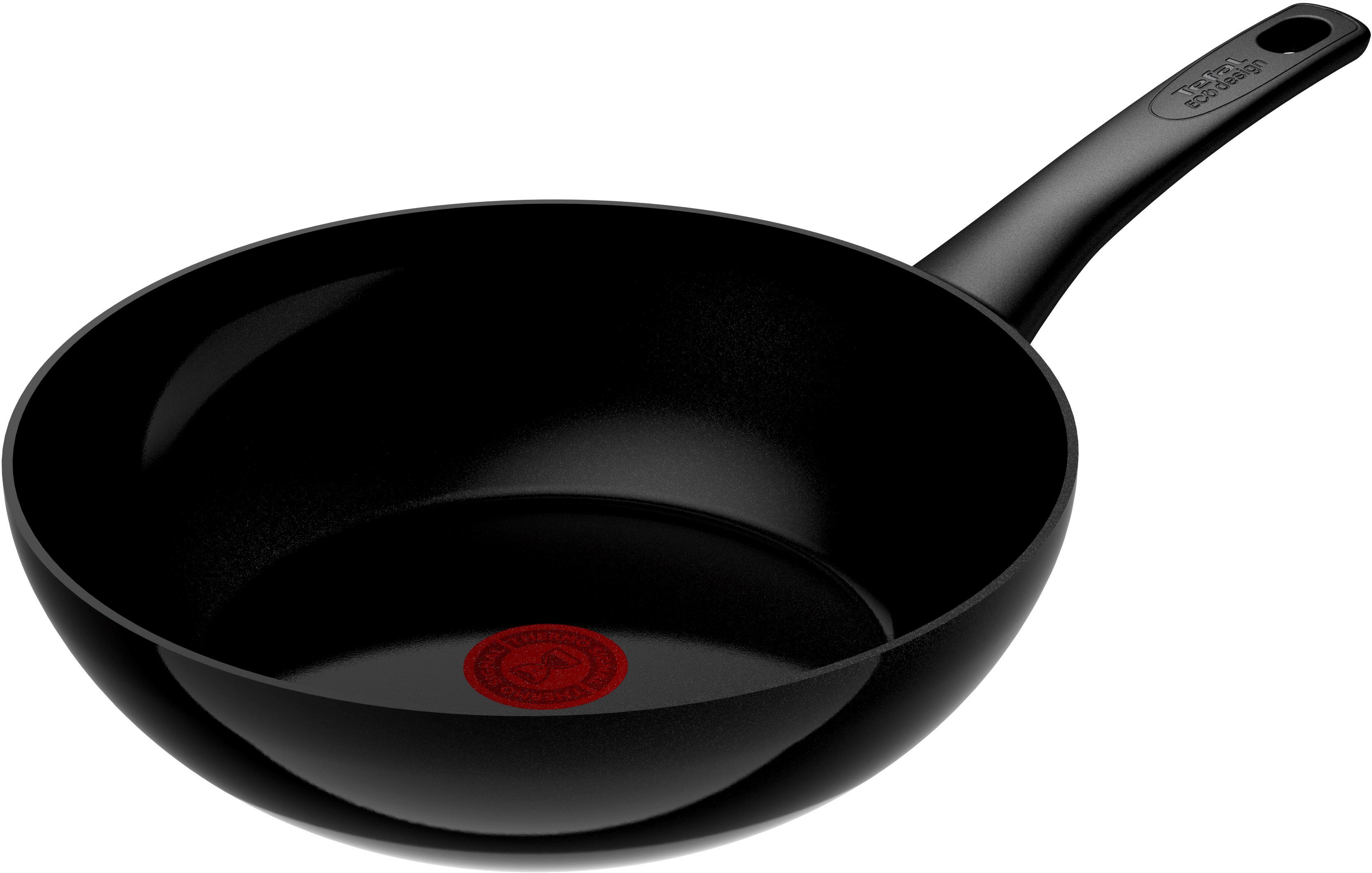 Black, Tefal Ø recycelt, Aluminium 28 umweltfreundlich, Wok Induktion (1-tlg), Thermo-Signal, cm, Renew C43519 On