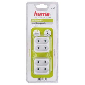 Hama 2x Multi-Stecker 2-Fach Mehrfachstecker Weiß Mehrfachsteckdose (Berührungsschutz), Mehrfachsteckdose 2x Euro-Kupplung Kombi-Adapter Steckdose T-Verteiler