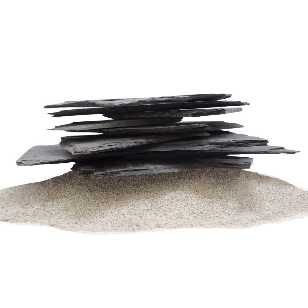 Aquaone Aquarium Aquarium Natursteine Schieferplatten Deko schwarz-grau 10 kg Nr.50