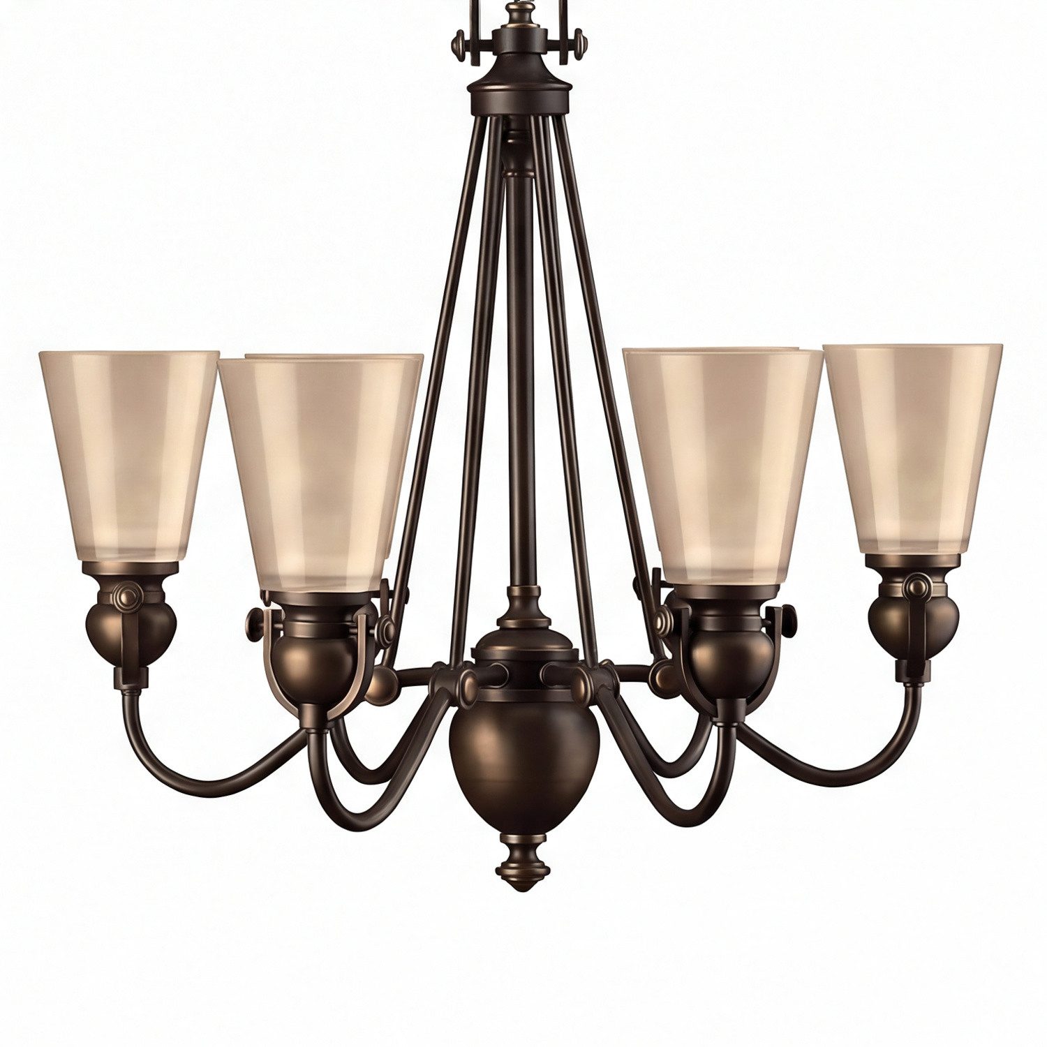 Licht-Erlebnisse Kronleuchter ANABELL 7, ohne Leuchtmittel, Bronze Beige Metall Glas 6-flammig E27 L:66 cm höhenverstellbar