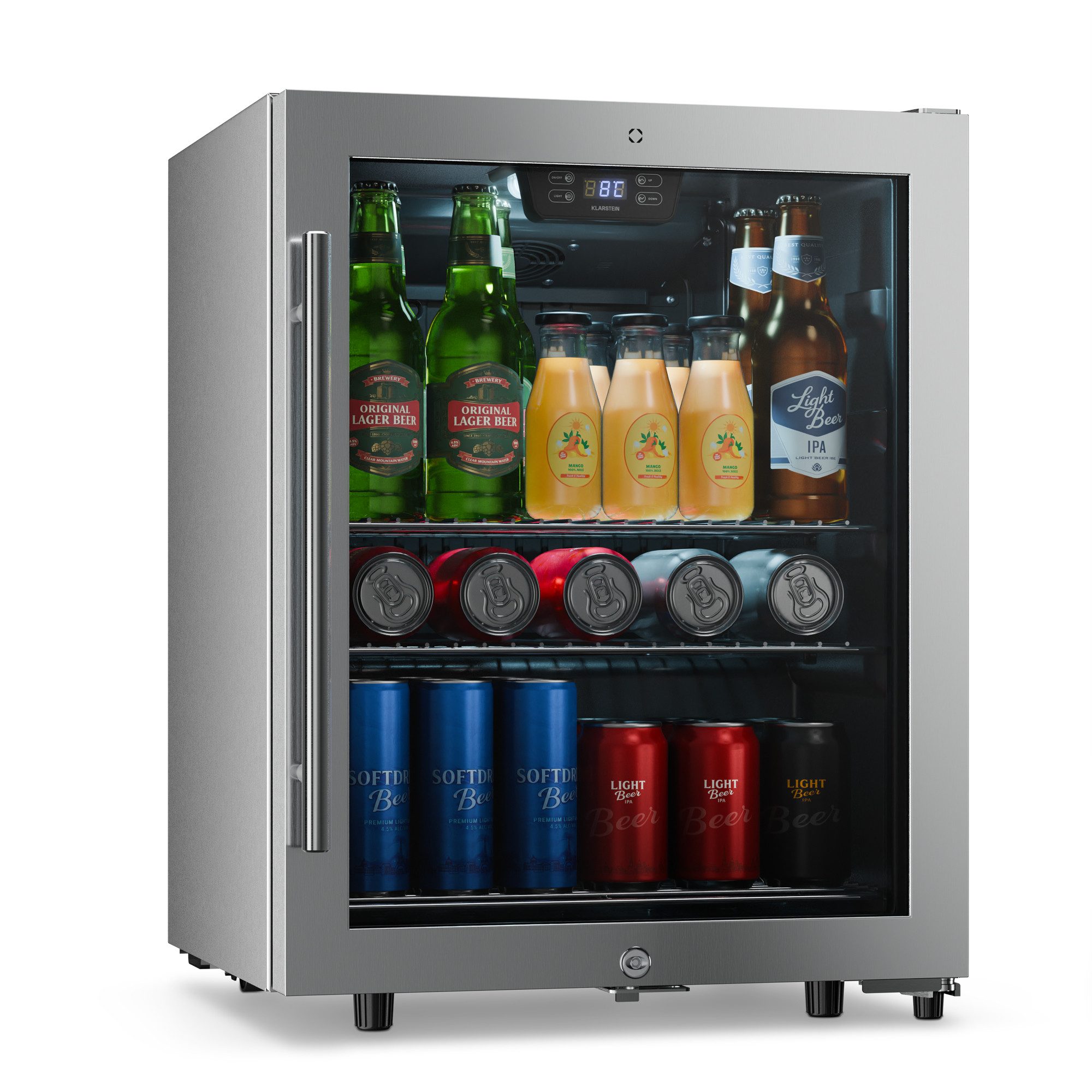 Klarstein Getränkekühlschrank LuxeChill Getränkekühl 60L 64x48 0-10°C LED schwarz Outdoor IPX4 10048375, 64 cm hoch, 48 cm breit, Outdoor-Getränkekühler IPX4 60L spritzwassergeschützt freistehend